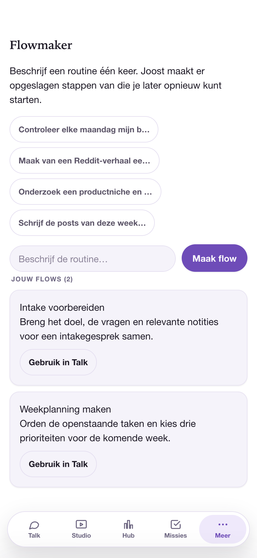 Het scherm met werkprocessen in de vernieuwde Flowers-interface voor Joost.